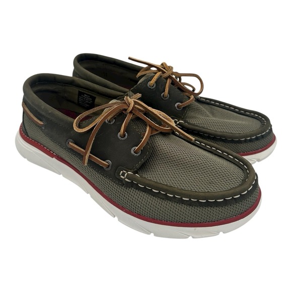 LL‎ Bean Kennebec 3 Eye Boat Shoes Mens Sz 9 Dark Mush Green Loafers